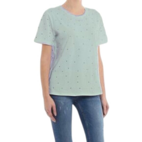 Michael Kors mint green studded circle embellishments t-shirt size L - Picture 1 of 5